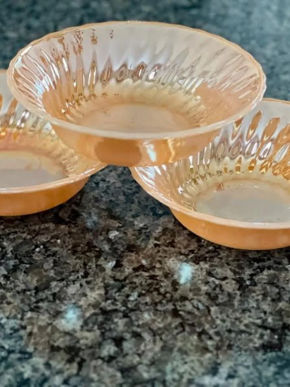 Vintage  3 Lustre Bowls Fire King Peach Anchor Hocking Dinnerware